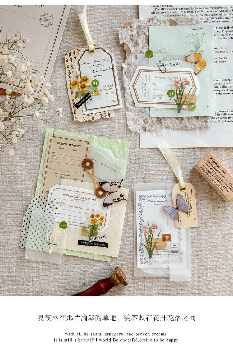 Journamm 100pcs/pack Creative Memo Pads Set DIY Scrapbooking School Supplies Collage Stationery Junk Journal Vintage Notes Paper