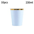 10pcs/set Disposable Birthday Tableware Cup Paper Plate Straws Birthday Party Wedding Decoration Kids Baby Shower Party Supplies