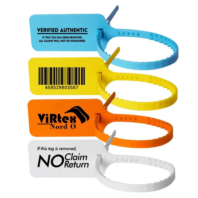 100Pcs Custom Logo Plastic Security Seals Zip Tie Hang Tags Personalized Brand Labels for Garment Sneaker Shoes 300mm 11.8"