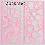 2pcs/set Multifunctional Geometric Ruler for Drawing and Crafting - Flower, Semicircle, and Geometric Patterns - Fun