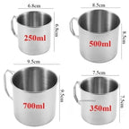 250/350/500/700ml Stainless Steel Camping Cup Portable Outdoor Water Cup Mug With Foldable Handle Kitchen Drinkware