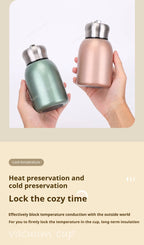 300ML Stainless Steel Vacuum Flask with Lifting Ring Mini Thermos Cup Car Insulated Cup Portable Travel Water Bottle Coffee Mug