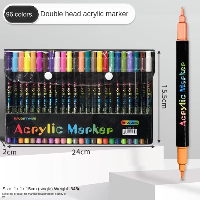 Professional Art Use 24-120Colors Acrylic Paint Markers, Dual-Tip Fine and Brush Tip Pens, Suitable for Stone, Wood, Calligraphy