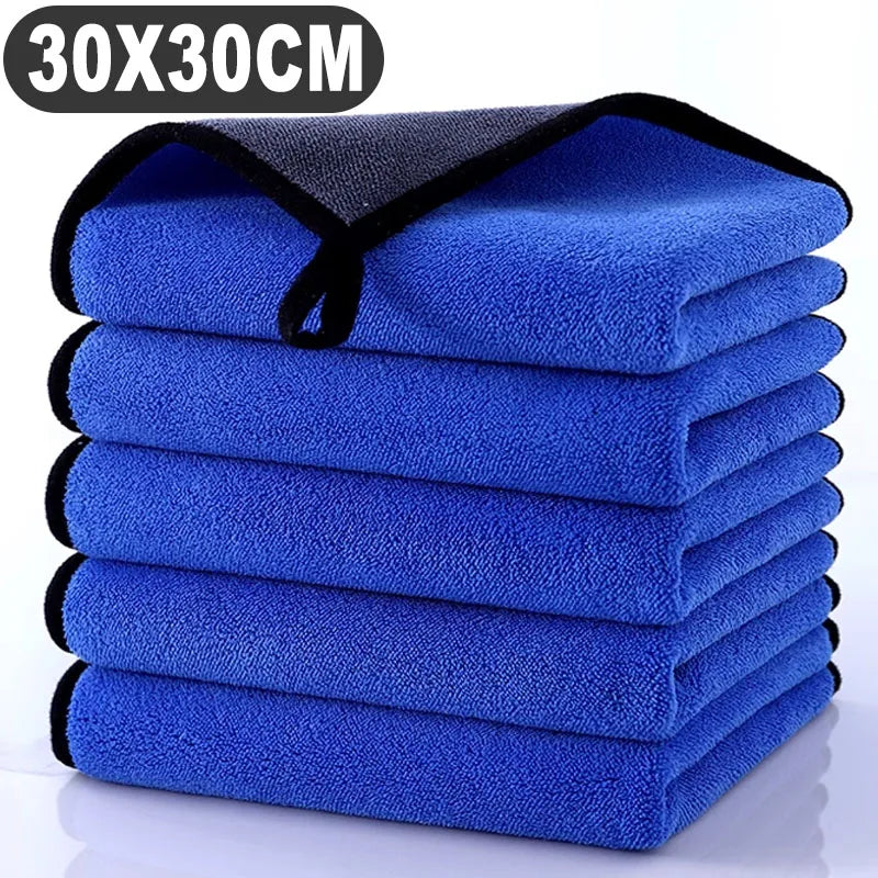 1/5pcs Microfiber Car Washing Towel Soft Quick Drying Windows Mirrors Wiping Rags Home Double Layer Cleaning Cloths 500GSM
