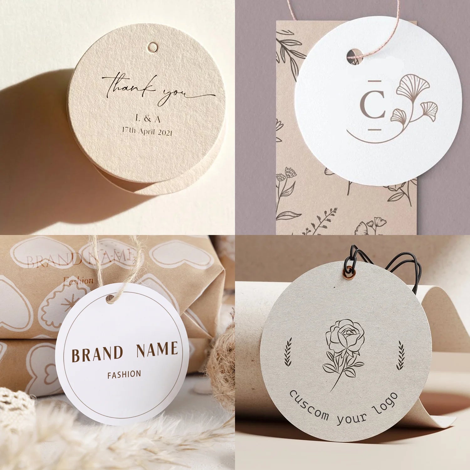 100pcs Custom Tags for Clothes Personalized Hang Tags for Wedding Thank You Gift Tags for Birthdays Bridal showers Christmas