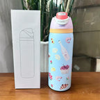 Stainless Steel Water Bottle 32oz Vacuum Insulated Water Bottle with Straw & Leak-Proof Lid Portable Handheld Vacuum Flasks