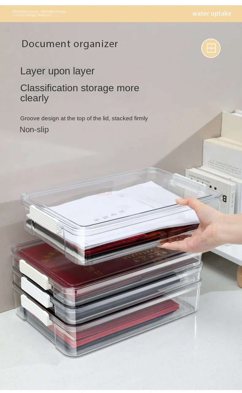 Acrylic Transparent Desktop Paper Storage Box A4 File Document Exam Paper Organizer Household Dust Proof Card Holder Case