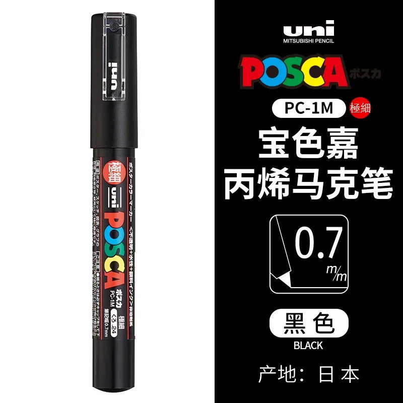 uni POSCA POP Water-Based Marker,Assorted Colors PC-1M/3M/5M 0.7~2.5mm Tips Professional Acrylic Paint Pen for Artists&Designers