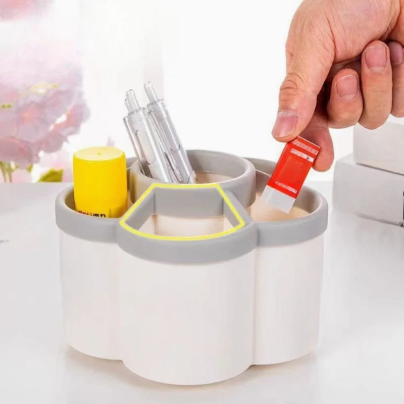 1pc 360 degree cute rotating pen holder, large capacity multifunctional desktop stationery storage box, stationery storage