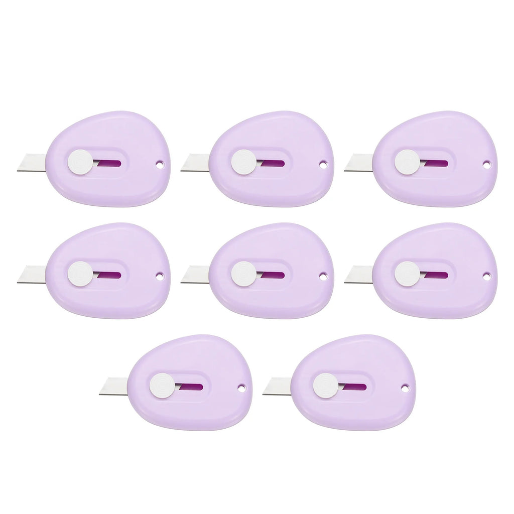 4/8Pcs Mini Box Cutters Retractable Small Utility Knife Portable Cute Letter Envelope Opener with Keychain Hole Office Supplies