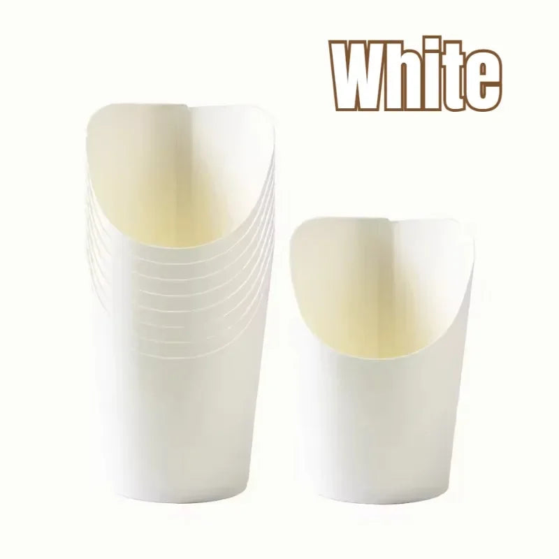 25/50PCS Disposable Slanted Mouth Paper Cups Suitable  Waffle Biscuit Handheld French Fry Cups Disposable Thick Kraft Paper Cups