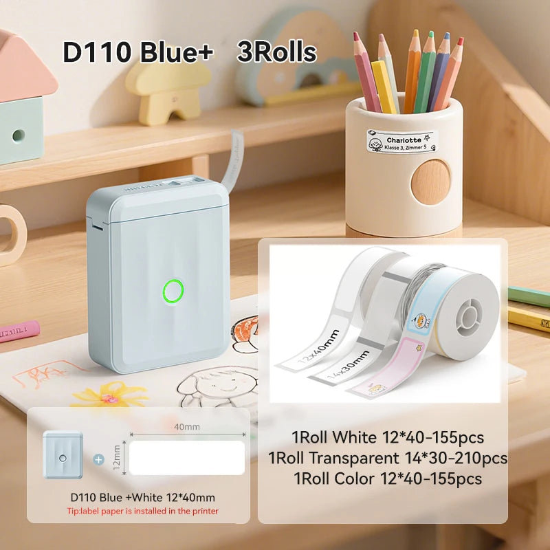 NIIMBOT D110 Upgraded Version Thermal Label Printer Mini Portable Name Tag Label Maker With Tape for Office Home Kitchen School