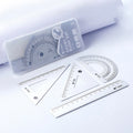 4pcs Aluminum Ruler Set,Drafting Set,With Storage Box Straight Ruler,Protractor,Students Measure Ruler Set Multi-Function Set