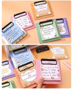 1pcs Cartoon Board Clip Sticky Note Book Student Ins Girl Memo Sticky Note Study Office Non-sticky Message Paper