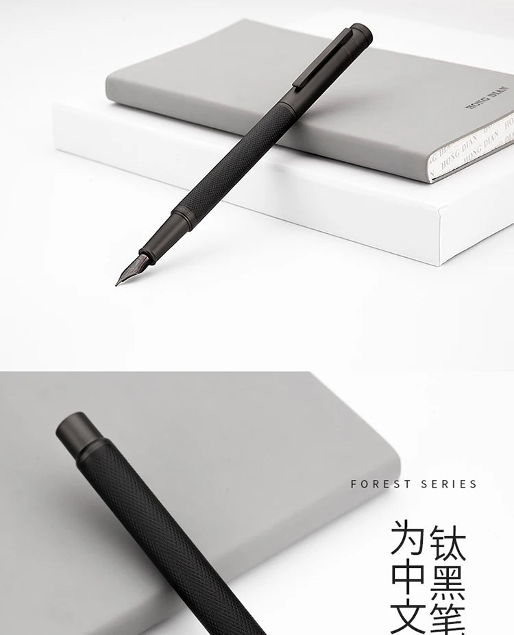 LT Hongdian Titanium Black Forest Pen Calligraphy Student Business Office Women Boxed 1850 Gift Ink Pen