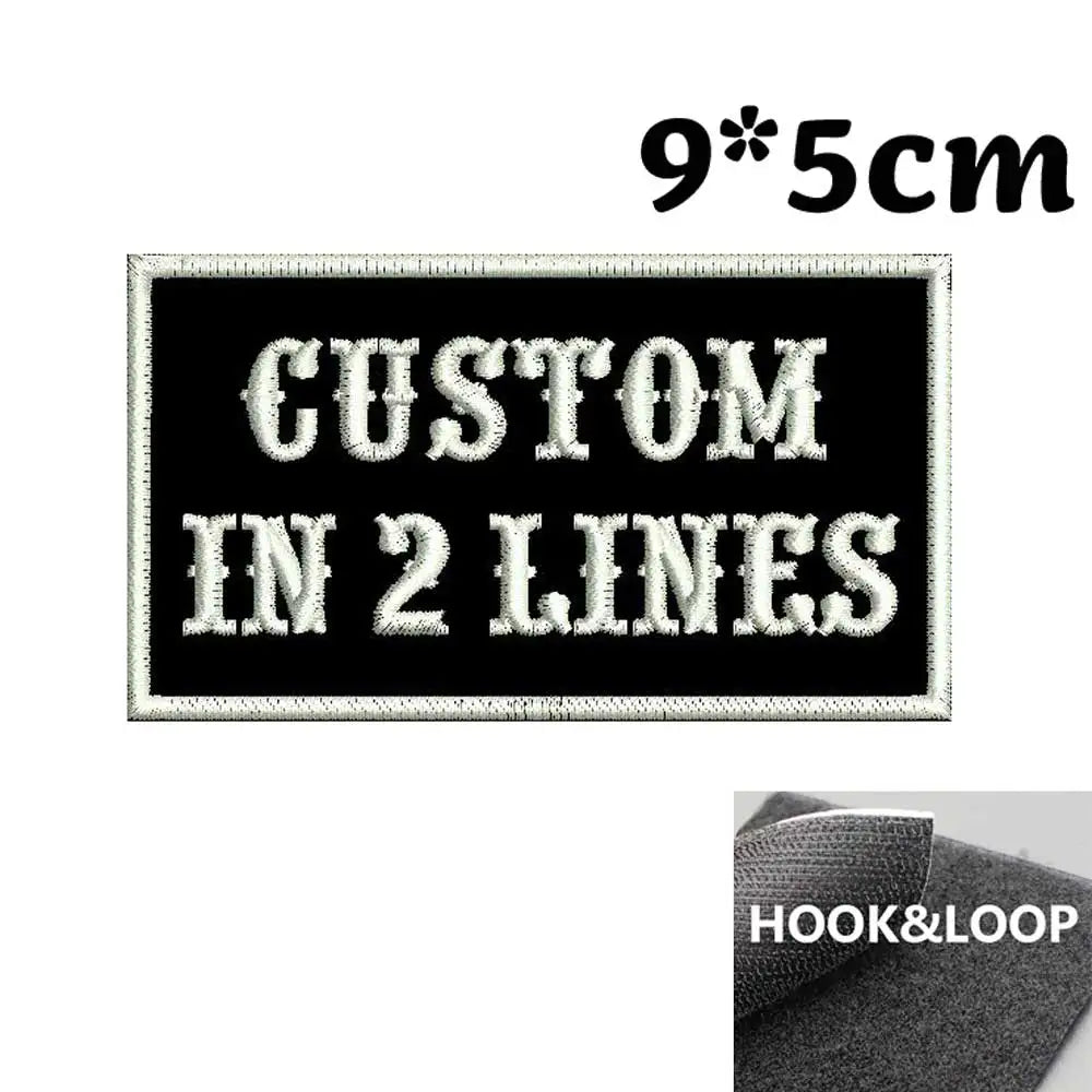 Custom 2 Lines Name Tags  Army Blood Number ID Badage Embroidered Patch with Merrow Border Hook Backing