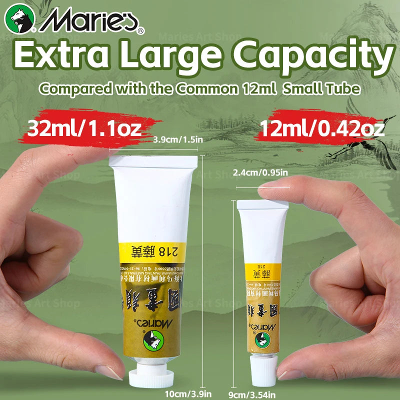 Marie's Chinese Painting Pigment Set,2pcs 20 Colors 32ml/1.13oz Tube,Watercolor Sumi Paint Kit for Drawing,Writing,Ink,Landscape