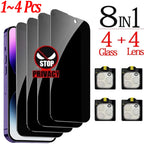 1~4PCS Anti-Spy Glass For iPhone 18 17 16 15 14 13 Pro Max Privacy Screen Protector & Camera Film For iPhone 15 12 11 Pr
