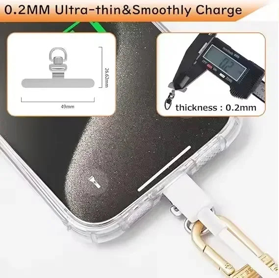 360° Rotatable Phone Lanyard Clip Patch Ultra-thin Stainless Steel Phone Case Hanging Rope Card Anti-lost Strap Fixed Gasket