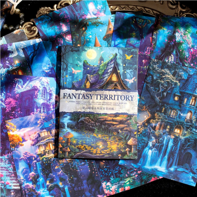 Journal Go 30pcs Fantasy Territory Junk Journal Scrapbooking Material Paper Memo Pads Cards Retro Background Decoration Paper