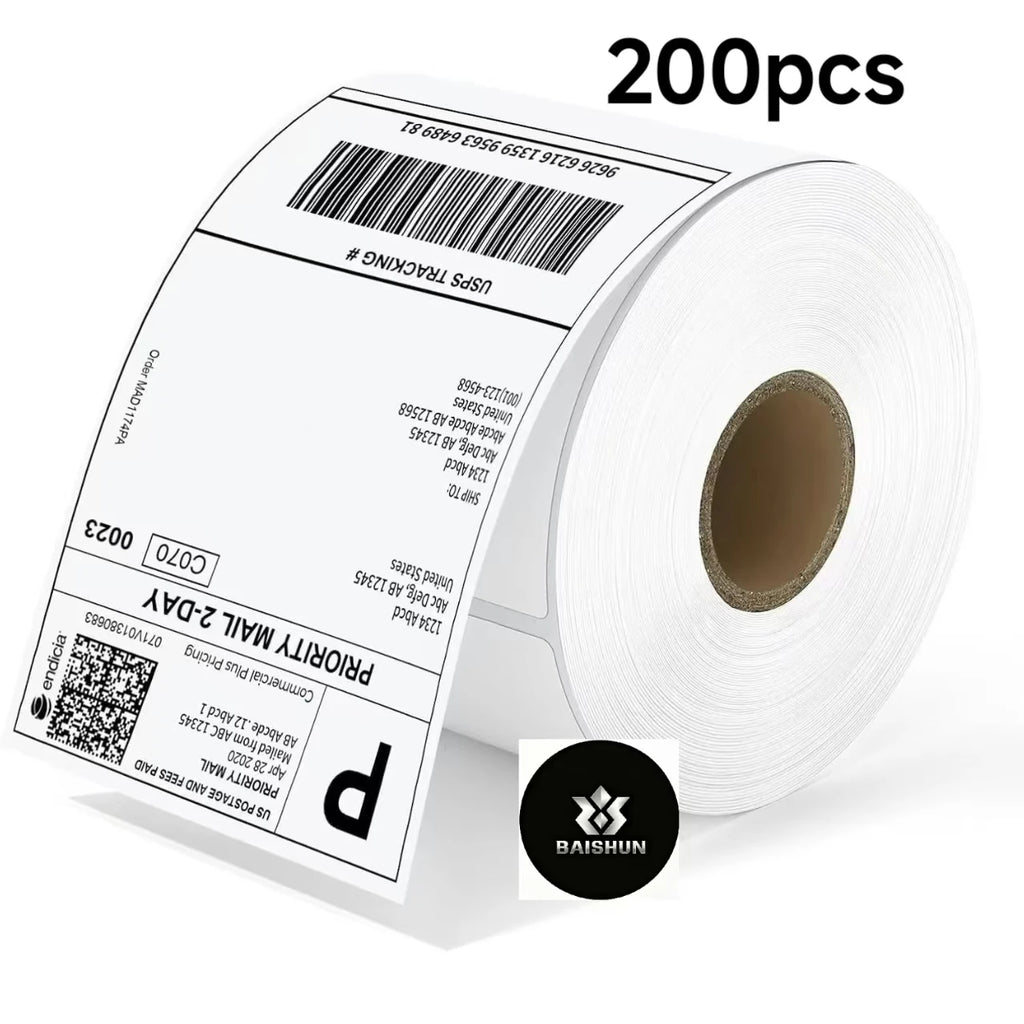 4x6 Inch Direct Thermal Shipping Labels Roll 200Sheets 1 Inch Core 100x150mm Self-Adhesive Blank Barcode Waybill Stickers for L