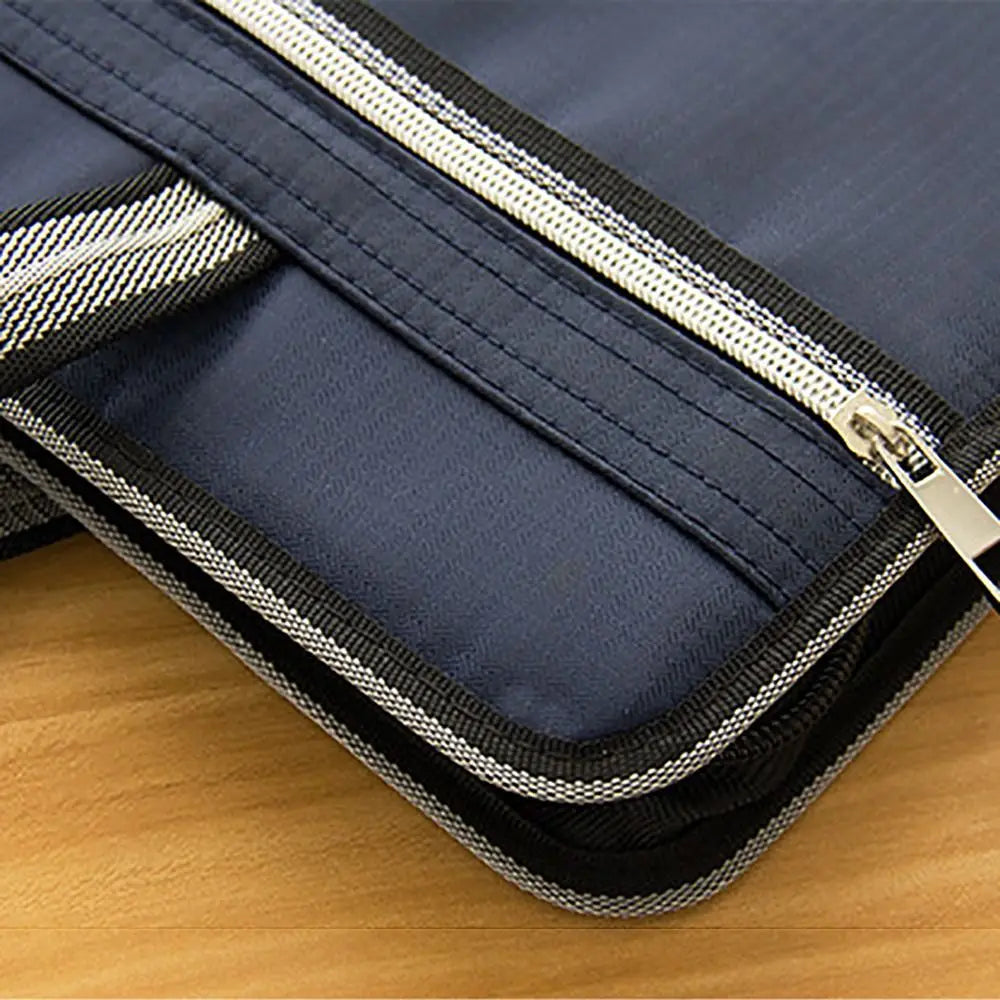 Versatile Canvas A4 Documents File Bag Large Capacity Double Zipper Accordion Folder 12-Layer Business Briefcase