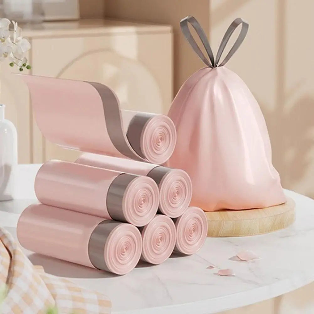 100PCS/Roll Drawstring Trash Bags Tear-Free,Leakproof,Heavy Duty,Strong Garbage Can Liners for Home Household Use