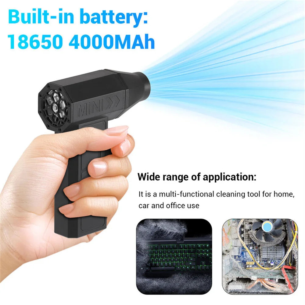 130000RPM Mini Fan Electric Air Duster Adjustable Wind Speed Portable Fan Violent Blower Rechargeable Car Cleaning