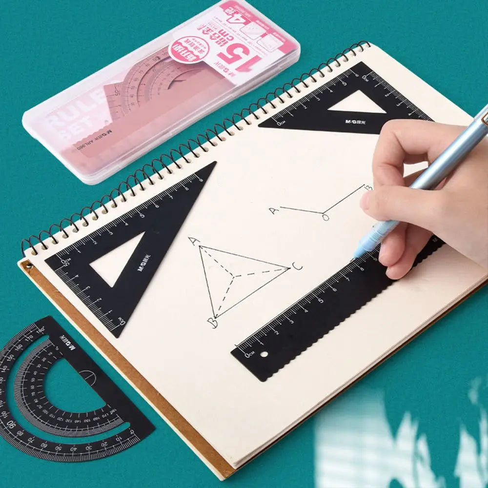 Durable Geometry Office Measurement Compass Aluminium Ruler Set Examination Stationery Drafting Supplies Metal Rulers