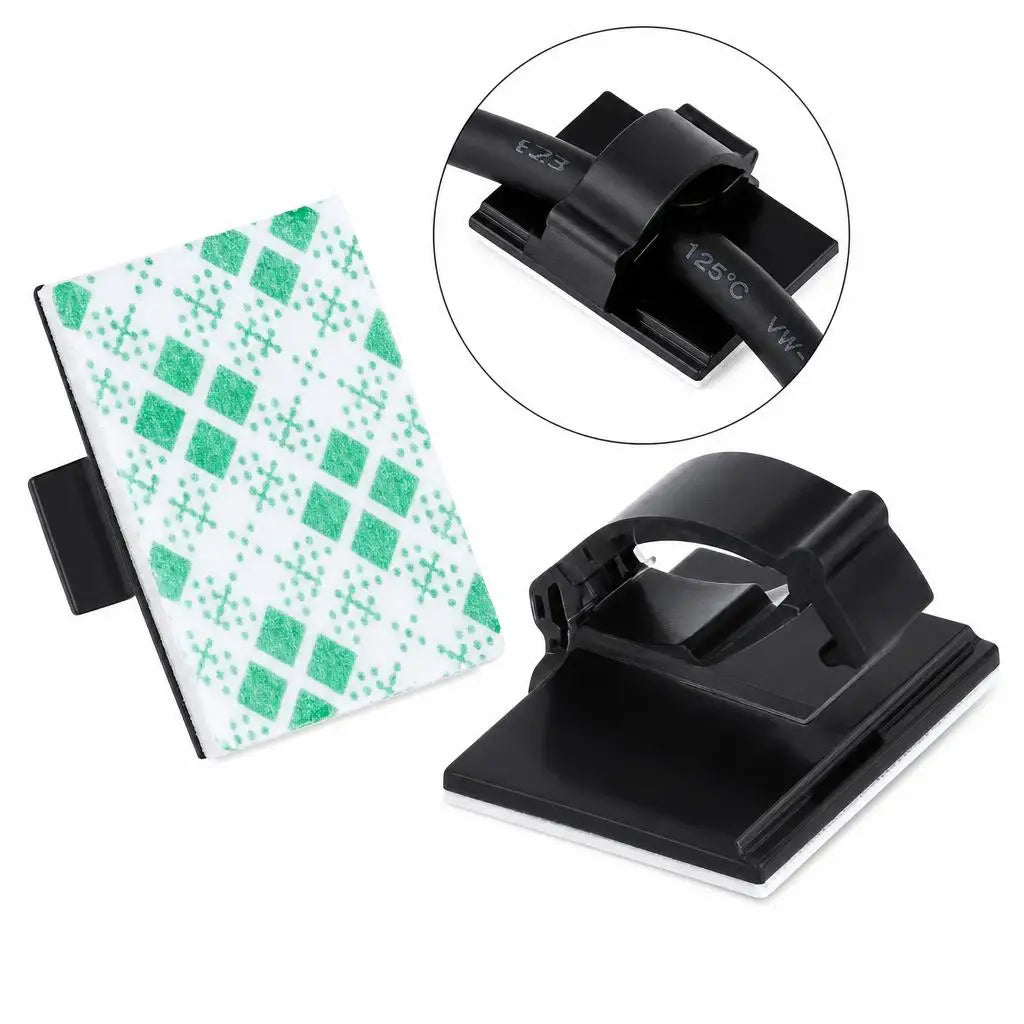 100pcs Stickable Clips Double-sided Tape Adhesive Cable Wire Clips Cable Management Wire Cable Holder Clamps Cable Tie Holder