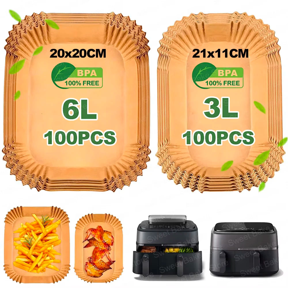 Air Fryer Non-Stick Parchment Paper for Philips Dual Basket Airfryer 3000 Series 6L/3L NA350/00, 5000 Series 6L/3L NA550/00