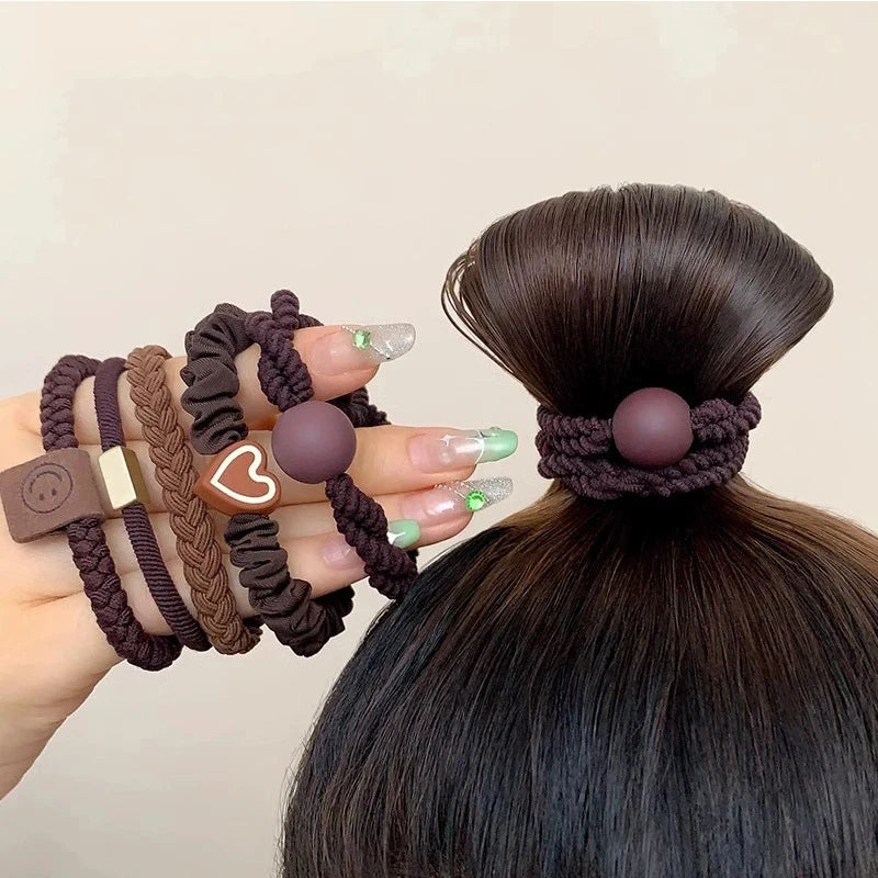 5pcs/20pcs Highly Elastic and Durable Rubber Band Simple High Ponytail Hair Rope Women's Hair Rope Hair Decoration Set