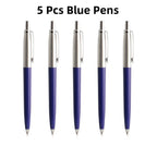 5Pcs/Set Metal Ballpoint Pen Promotional Pens G2 Refill Blue Ink Automatic Ballpoint Pens Set For School stationery office Pen