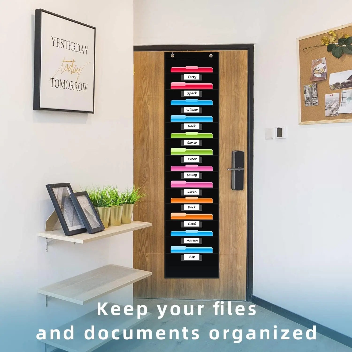 12 Pocket File Storage Chart Wall-Mounted Organizer with Hooks And Labels for  Office Organization Hanging Pocket Folder Rack