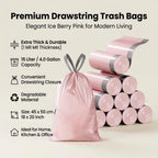 Pink Drawstring Trash Bags, Thickened Leakproof Tear Resistant Easy Tie Odor Resistant for Kitchen Bathroom Office Daily Home Use Households Busy Families Small Trash Can Liners Household Cleaning Garbage Bags