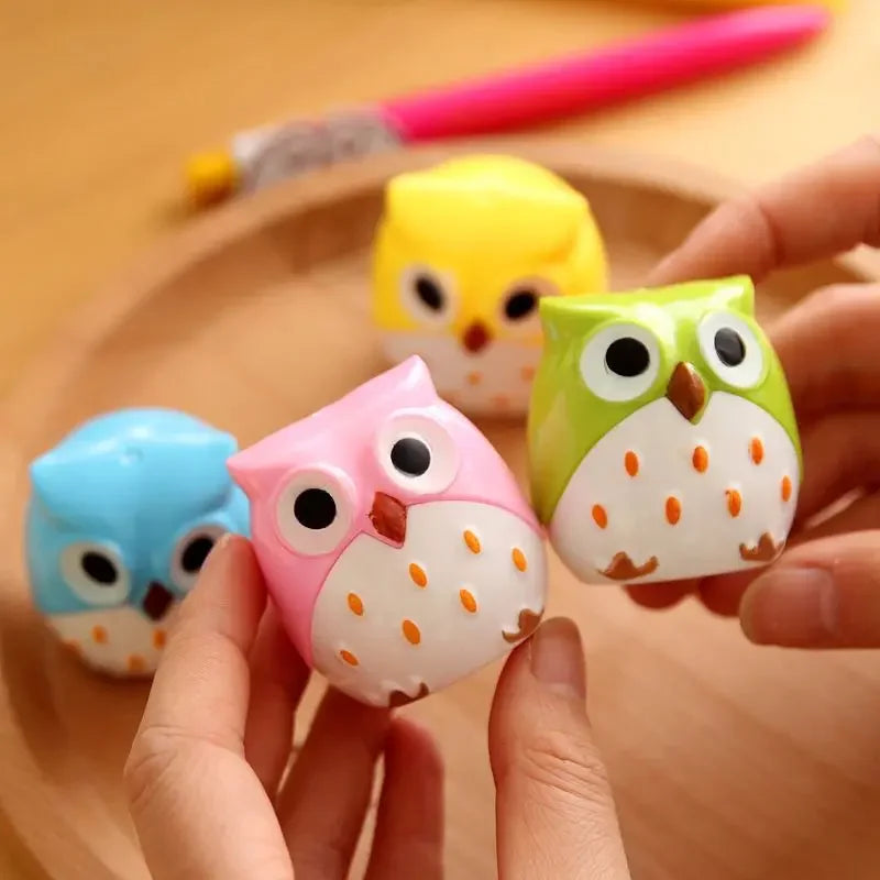 4 Color Cute Kawaii Lovely Plastic Owl Automatic Pencil Sharpener Creative Stationery Gifts for Kids School Supplies