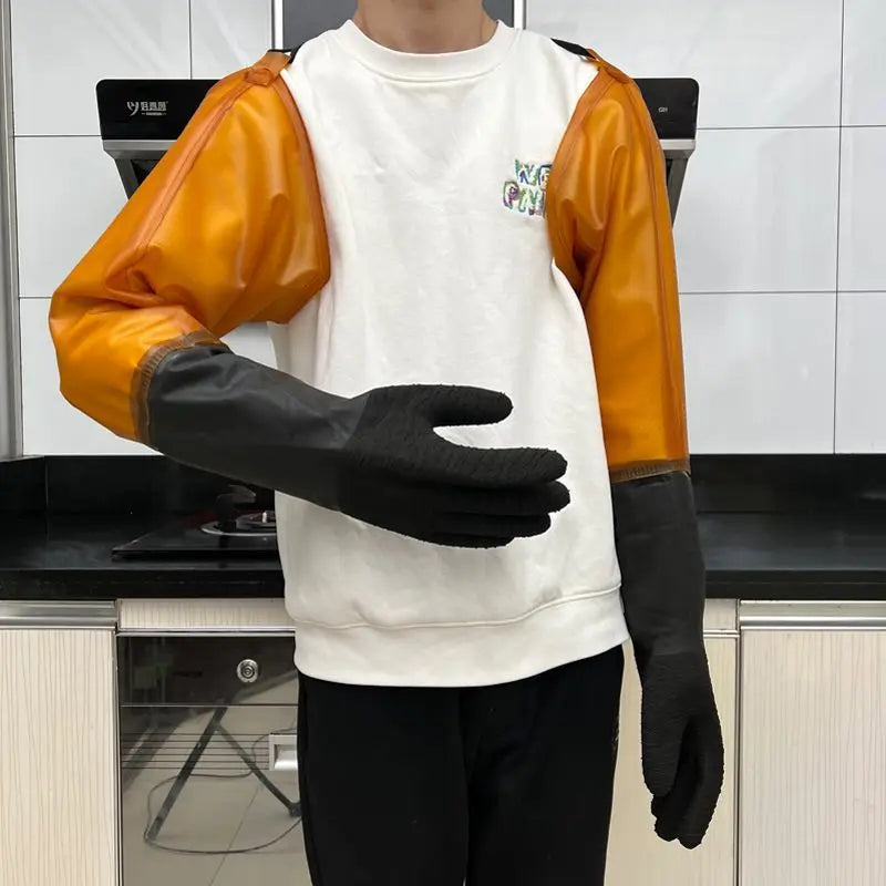Sandblasting machine hand sleeve thickened wear-resistant rubber latex water and acid and alkali resistant gloves