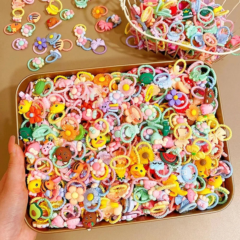 Cartoon Cute Rubber Band Hair Accessories for Little Girls 20/30/50pcs Pack Non-Hurting Hair Ties Circle Headbands