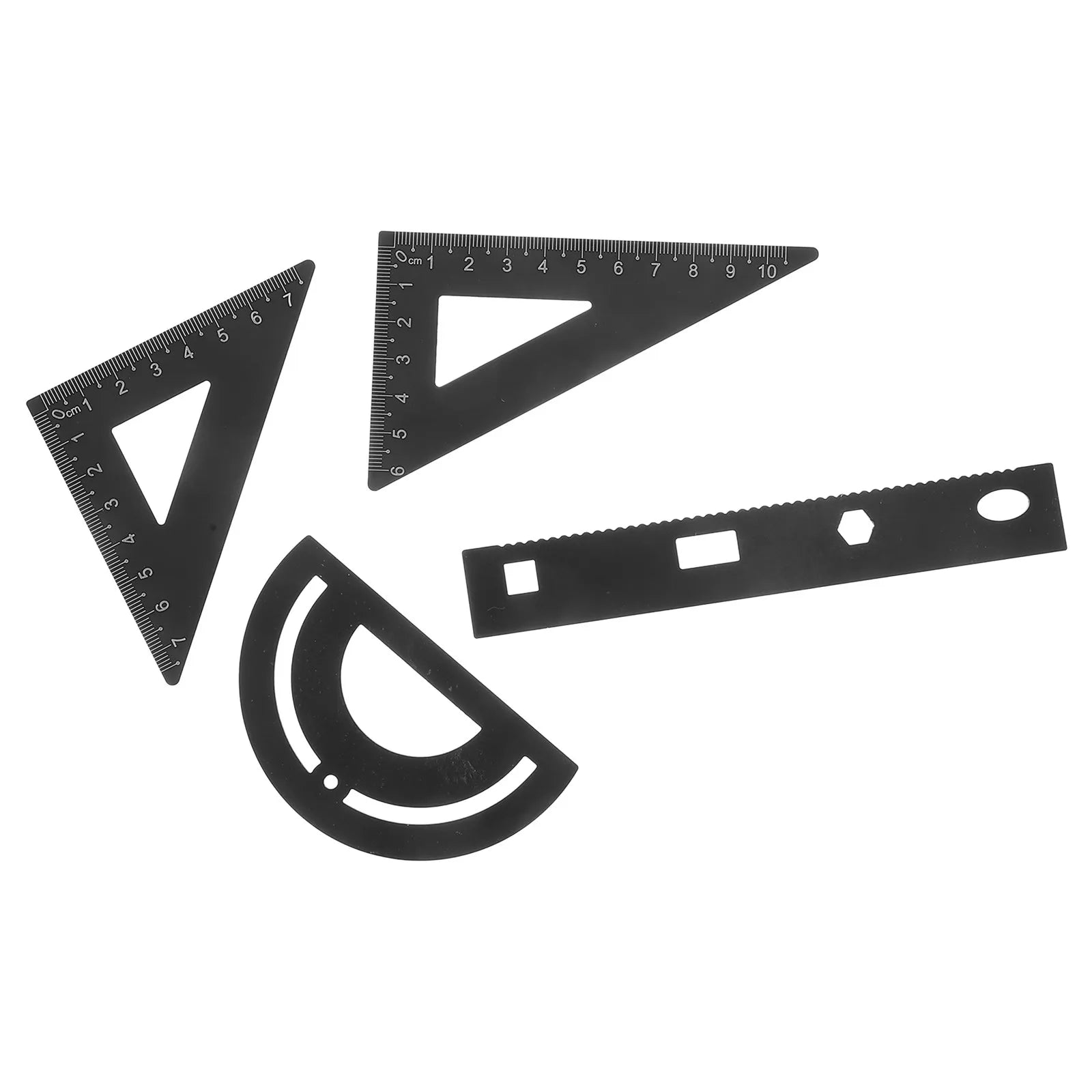 1Set Metal Math Drawing Set Includes Straight Ruler Triangle Plate Protractor for Students Architects Engineers Artists Portable