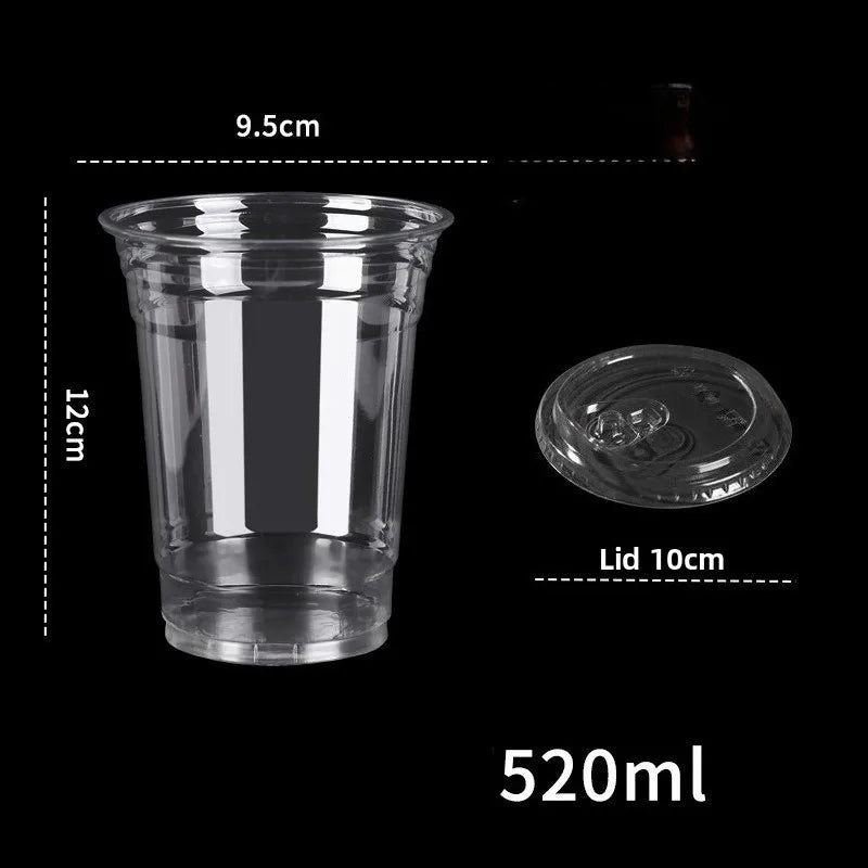 12/16/20oz Disposable Transparent Plastic Cup Leakproof Shatterproof Fit For Milk Bubble Tea Coffee Beverages Daily Use