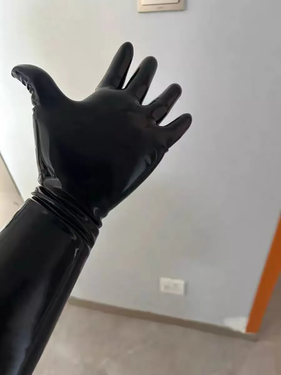 Black White Latex Gloves Integrated Molding Long Short Gloves Cosplay Close-fitting Male or Female Gloves Private Party DJ Props