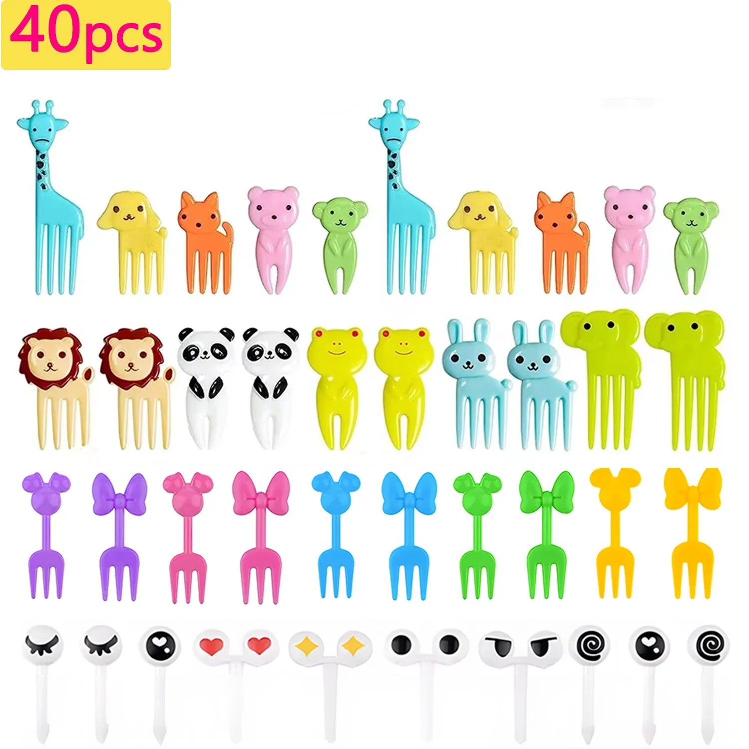 Mini fruit forks toothpicks skewer set for kids children plastic animal food picks for bento Lunch box decorating accessories