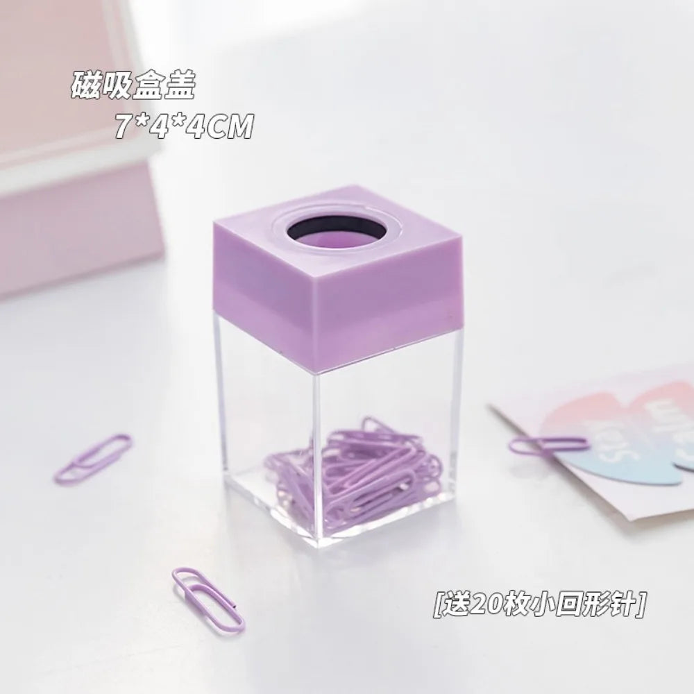 18pcs Paperclips Macaron Color Ins Paper Clip Storage Box Protable Stationery High Capacity Storage Box Office Binding Supplies