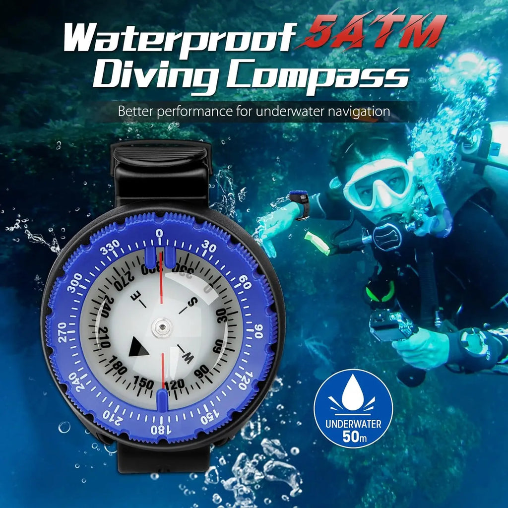 Digital Underwater 50m Diving Compass Professional Waterproof Navigator Digital Scuba Luminous Balanced Watch Swimming Outdoor