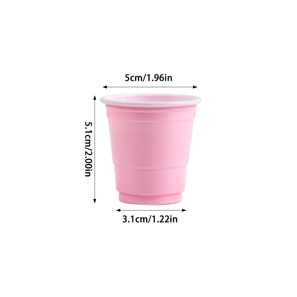 50pcs Mini Plastic Disposable Cups Drinking Cups Wine Cup for Celebration Bachelorette Party Events Wedding Birthday Supplies