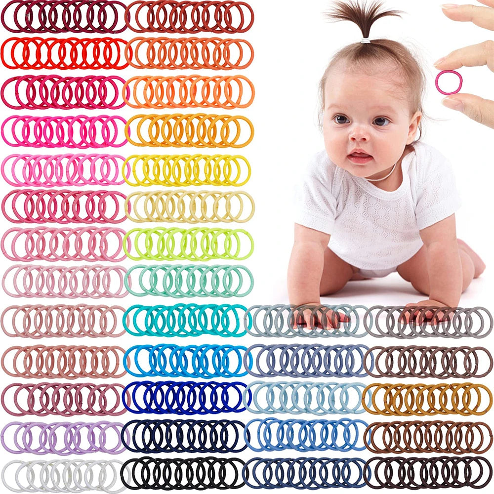 200Pcs Children Elastic Rubber Band Girls Hair Bands Kids Candy Color Ponytail Holder Ties Baby Headband Kids Hair Accessories