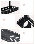 Under Table Storage Rack No Punching Metal Cable Management Tray Home Office Desk Wire Organizer Retractable Power Strip Storage