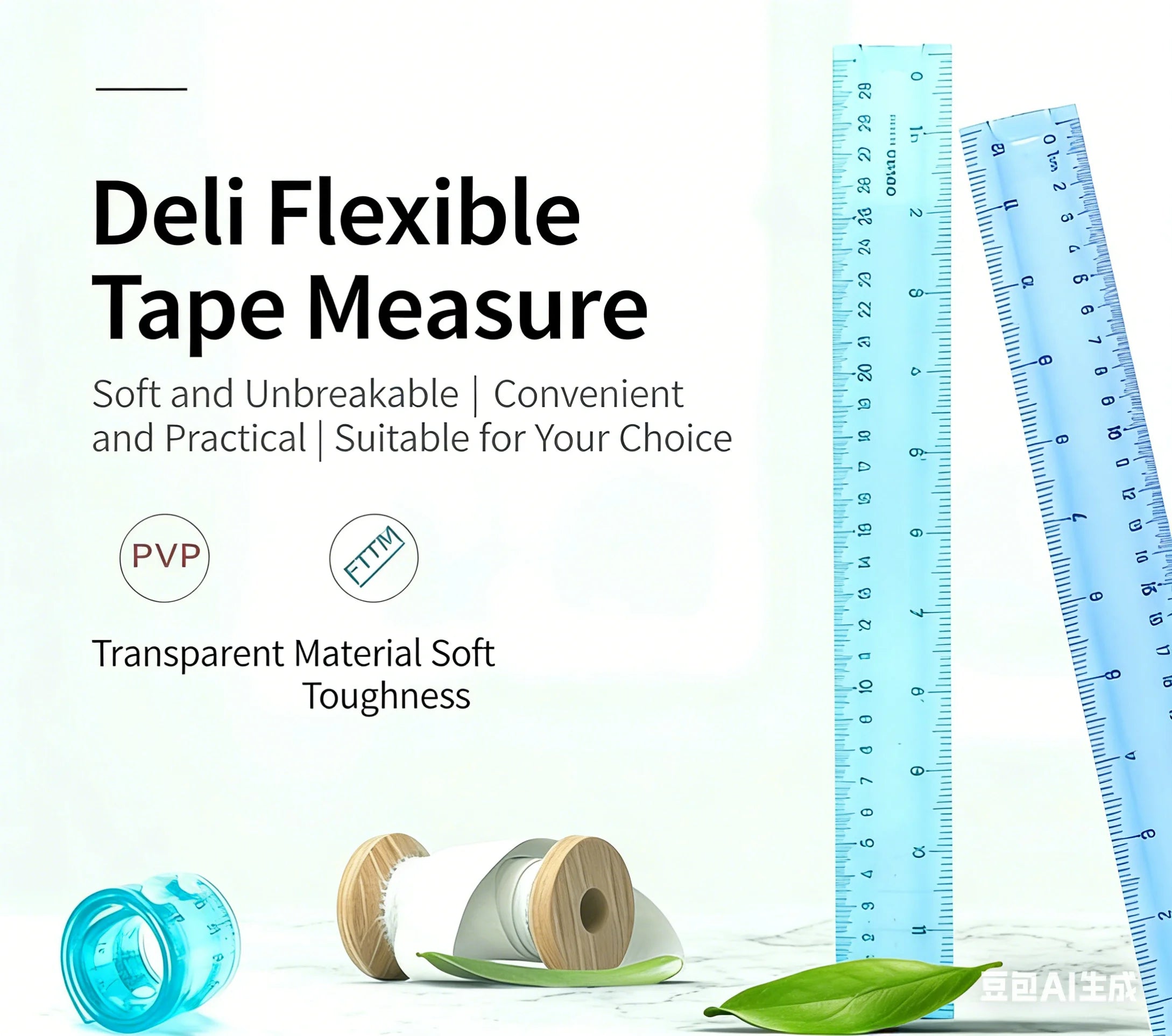 Deli 6209 Flexible Ruler, Bendable 30cm Plastic Straight Ruler, High Toughness Student Office Measuring Tool