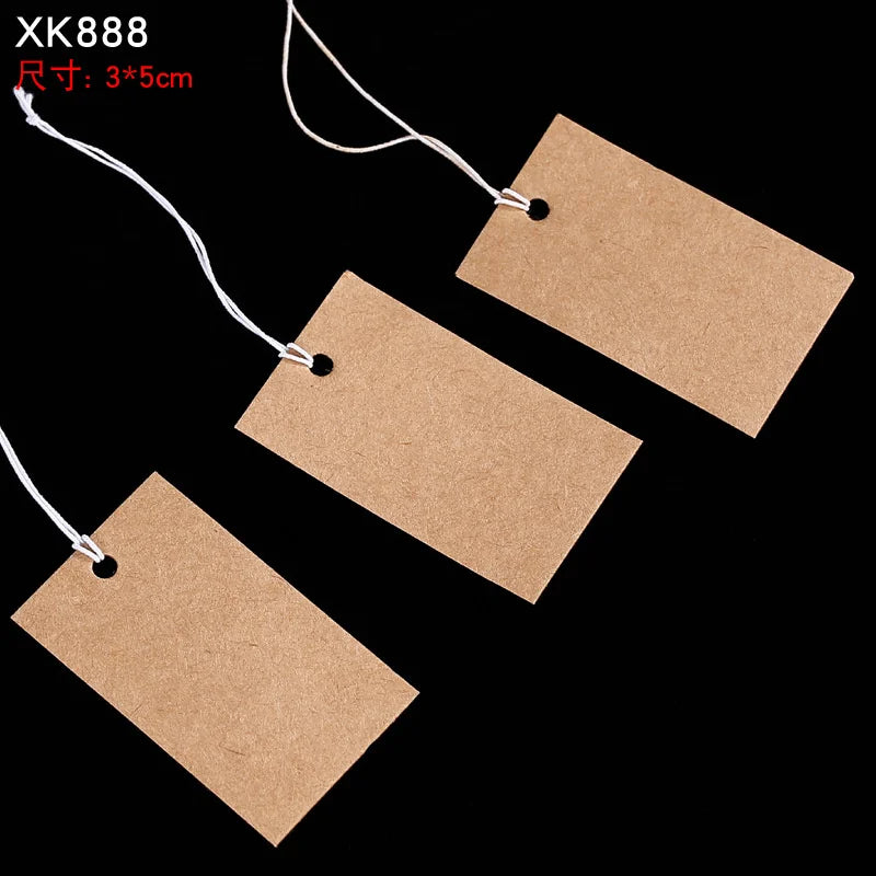 100pcs Jewelry and Jewelry Small Tags DIY Blank Hanging Rope Small Hang Tags Cowhide Elastic Thread Hanging Tags Price Tag