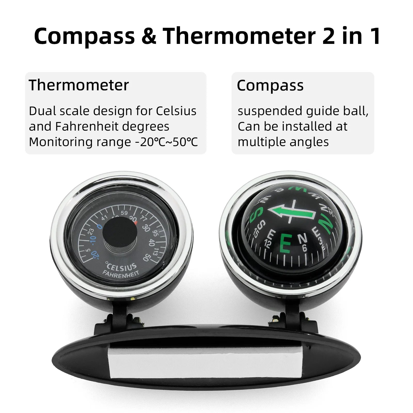 Multifunctional Compass Portable Compact Navigation Device Universal Outdoor High Precision Compass For Car Boat Moto Bicycle